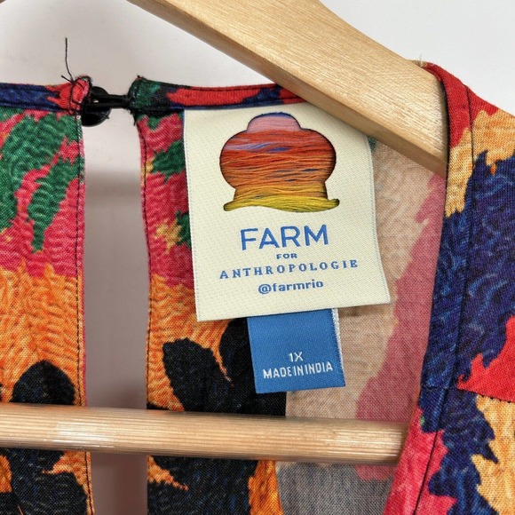 Anthropologie Farm Rio Sleeveless Patchwork Print Daises Midi Dress Size 1X - Picture 3 of 7